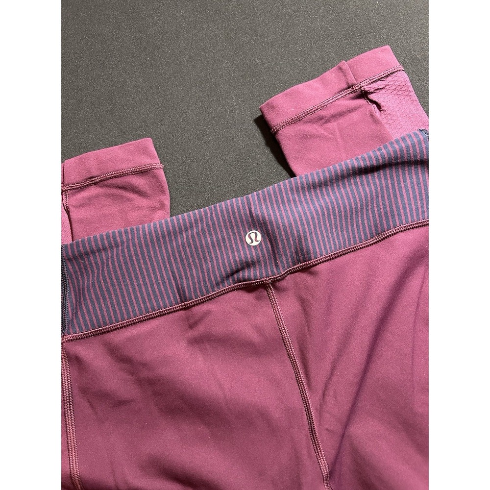 Lululemon Womens Purple Maroon Pilates Yoga Cropped Mesh Leggings Size 8 A8